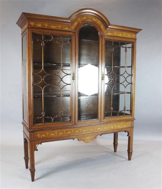 An Edwardian inlaid mahogany display cabinet, W.5ft 1in. D.1ft 6in. H.6ft 5.5in